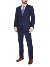 Thumbnail for Blujacket SUITS Blujacket Men's Solid Navy Blue 100% Wool Canvassed Slim Fit Suit