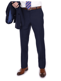 Thumbnail for Blujacket SUITS Blujacket Men's Solid Navy Blue 100% Wool Canvassed Slim Fit Suit