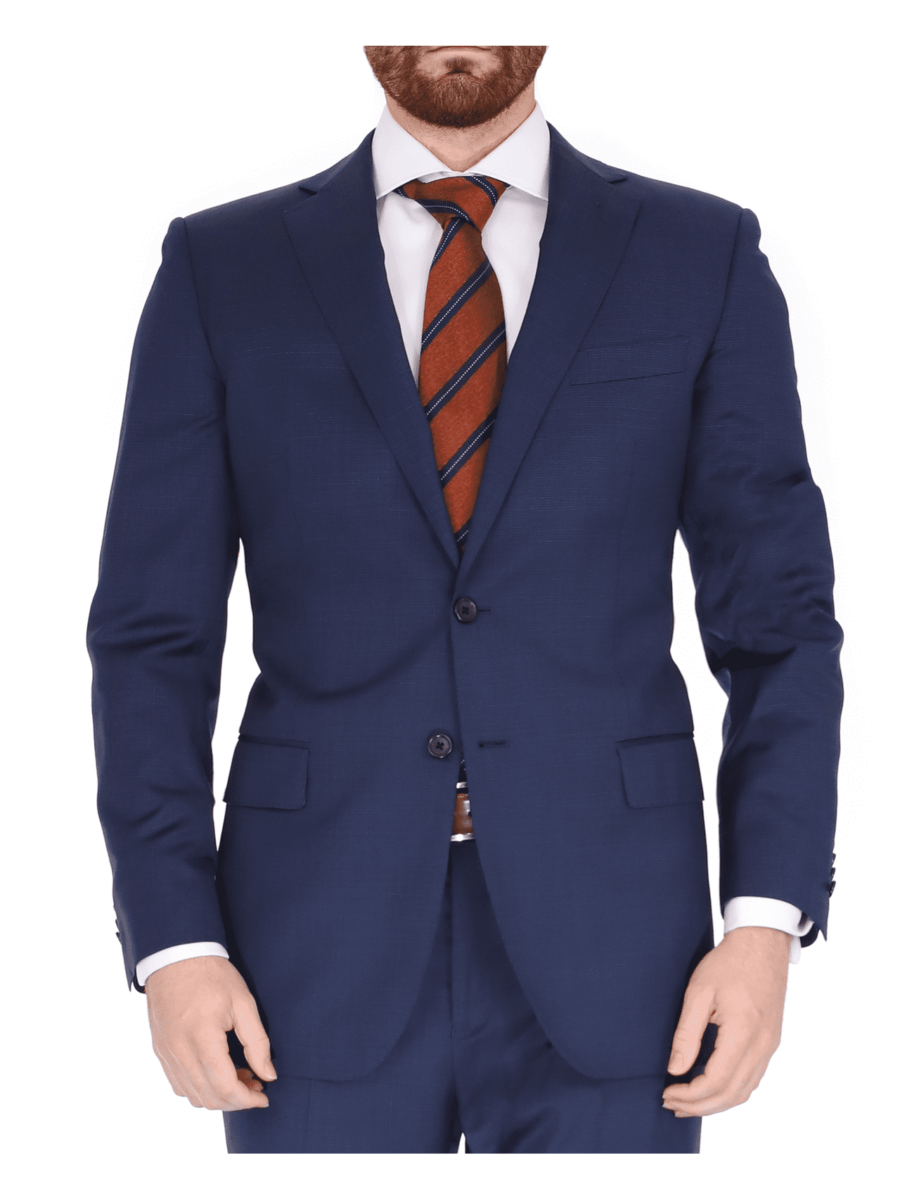 Blujacket SUITS Blujacket Mens Blue Check 100% Wool Trim Fit 2 Button Suit