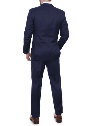 Blujacket SUITS Blujacket Mens Blue Check 100% Wool Trim Fit 2 Button Suit