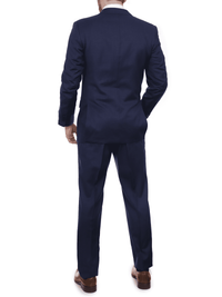 Thumbnail for Blujacket SUITS Blujacket Mens Blue Check 100% Wool Trim Fit 2 Button Suit