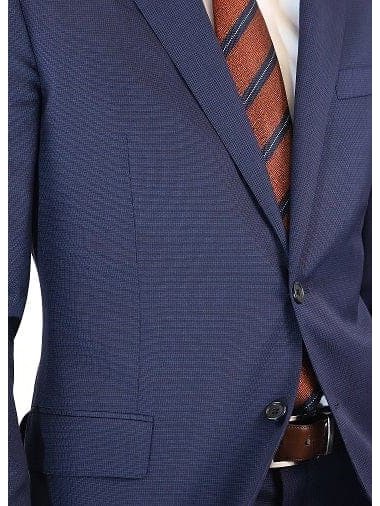 Blujacket SUITS Blujacket Mens Blue Check 100% Wool Trim Fit 2 Button Suit