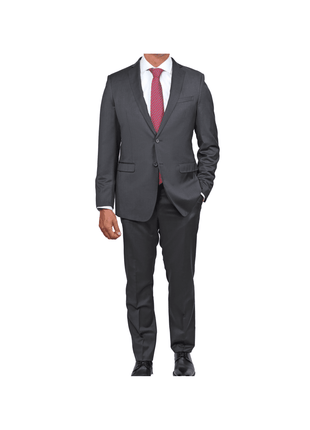Blujacket SUITS Blujacket Mens Charcoal Grey 100% Marzotto Wool Trim Fit Suit