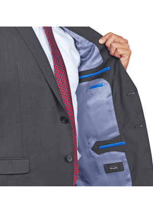 Blujacket SUITS Blujacket Mens Charcoal Grey 100% Marzotto Wool Trim Fit Suit