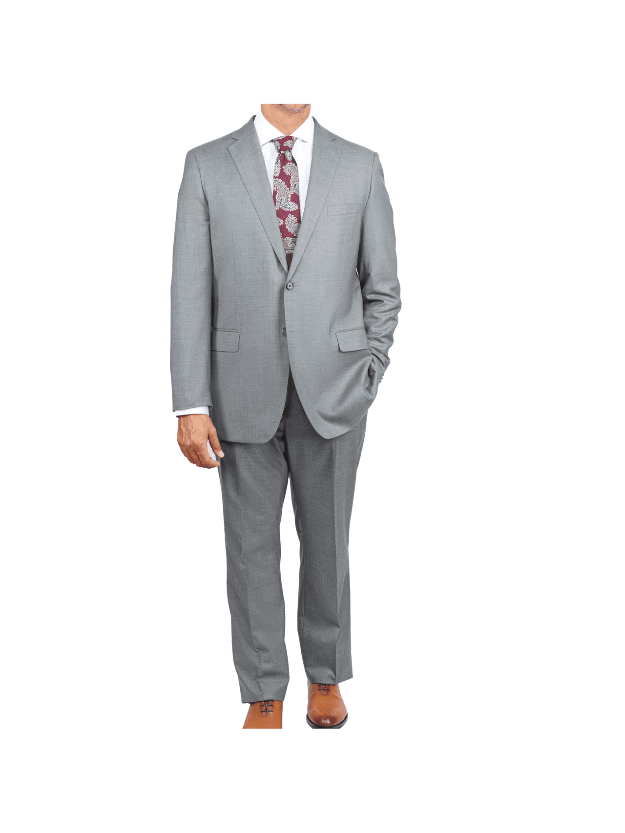 Blujacket SUITS Blujacket Mens Light Gray Wool Cashmere Regular Fit 2 Piece Suit