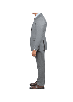 Blujacket SUITS Blujacket Mens Solid Light Gray Wool Cashmere Trim Fit 2 Piece Suit