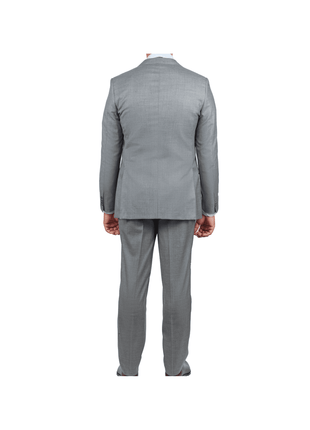 Blujacket SUITS Blujacket Mens Solid Light Gray Wool Cashmere Trim Fit 2 Piece Suit
