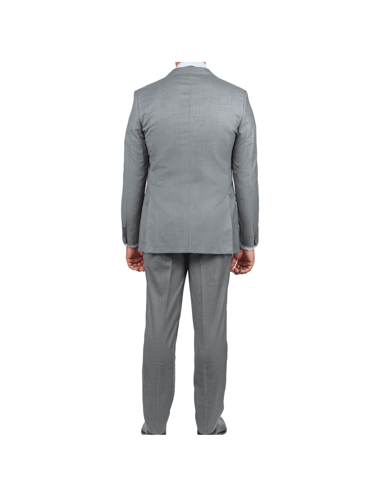 Blujacket SUITS Blujacket Mens Solid Light Gray Wool Cashmere Trim Fit 2 Piece Suit