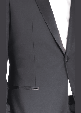 Blujacket TUXEDOS Blujacket Mens Solid Black 100% Wool Regular Fit Tuxedo Suit With Shawl Lapel