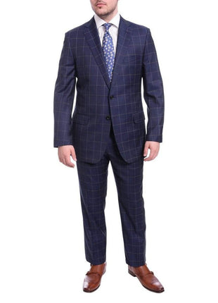 Blujacket TWO PIECE SUITS Blujacket Classic Fit Blue Plaid Two Button Half Canvassed Guabello Wool Suit
