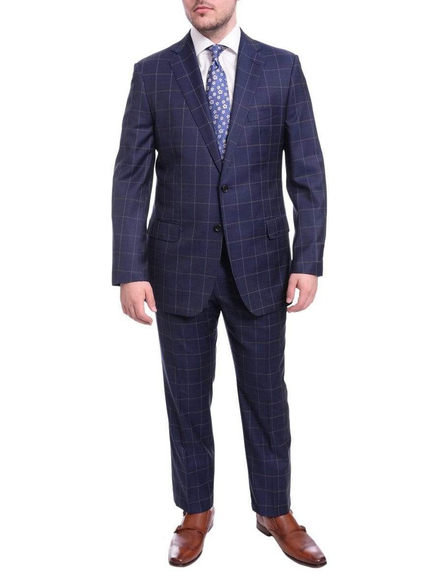Blujacket TWO PIECE SUITS Blujacket Classic Fit Blue Plaid Two Button Half Canvassed Guabello Wool Suit