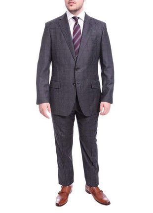 Blujacket TWO PIECE SUITS Blujacket Classic Fit Blue Windowpane Two Button Half Canvassed Reda Wool Suit