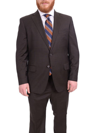 Blujacket TWO PIECE SUITS Blujacket Classic Fit Brown Windowpane Check Half Canvassed Marzotto Wool Suit