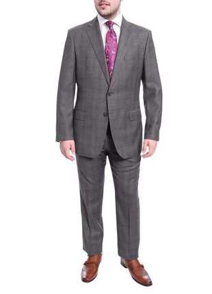Blujacket TWO PIECE SUITS Blujacket Classic Fit Gray Plaid Windowpane Two Button Reda Wool Suit