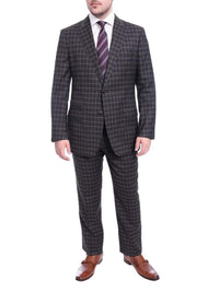 Thumbnail for Blujacket TWO PIECE SUITS Blujacket Slim Fit Charcoal Gray & Blue Plaid Half Canvassed Wool Suit