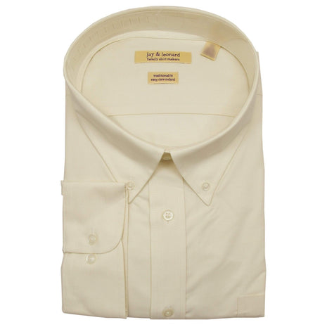 Mens Cotton Solid Ecru Regular Fit Button-Down Collar Oxford Dress Shirt, 24 / 34/35
