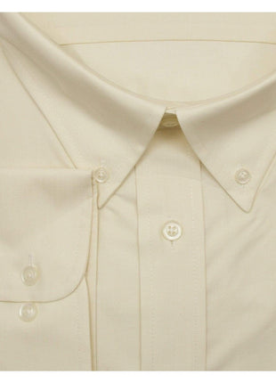 Brand J SHIRTS Mens Cotton Solid Ecru Regular Fit Button-Down Collar Oxford Dress Shirt