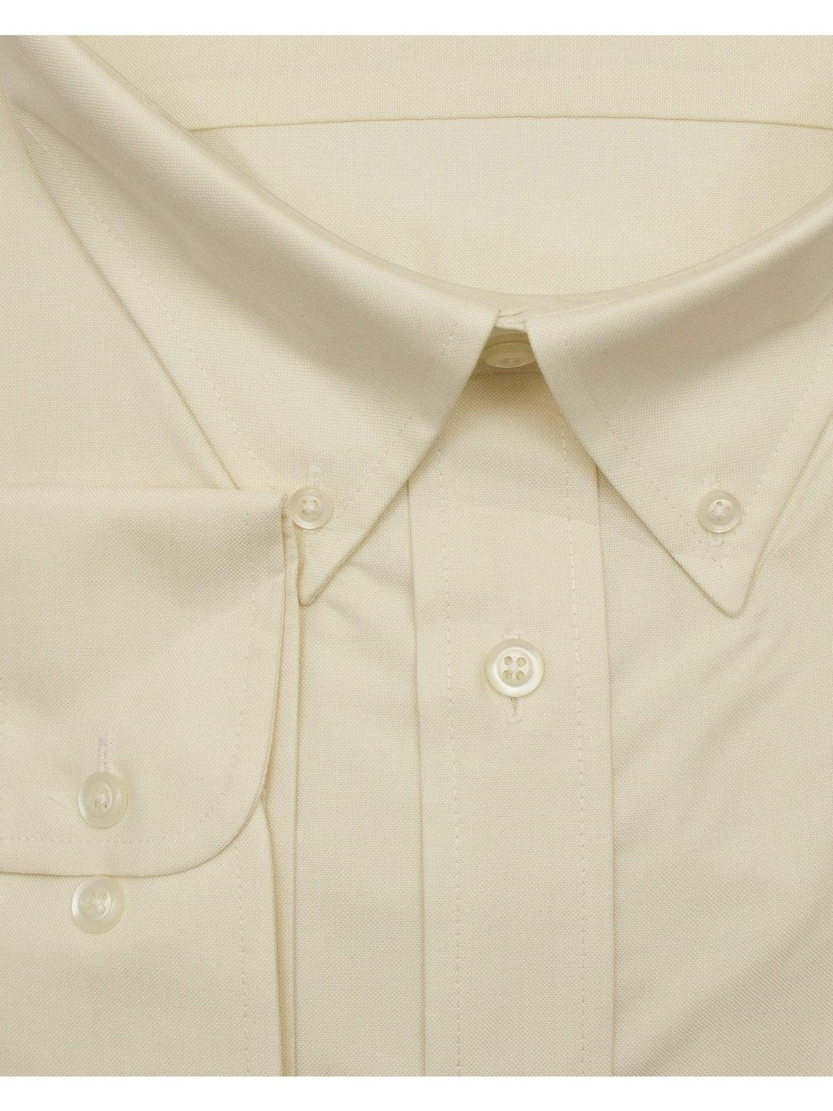 Brand J SHIRTS Mens Cotton Solid Ecru Regular Fit Button-Down Collar Oxford Dress Shirt
