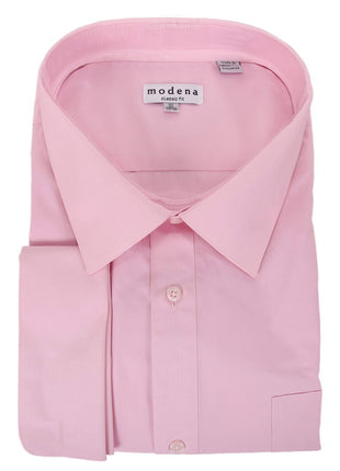 Brand M SHIRTS 16 / 32-33 Mens Solid Pink Regular Fit Spread Collar French Cuff Dress Shirt
