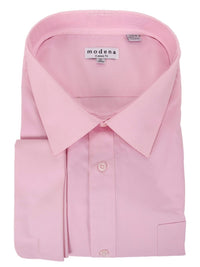 Thumbnail for Brand M SHIRTS 16 / 32-33 Mens Solid Pink Regular Fit Spread Collar French Cuff Dress Shirt