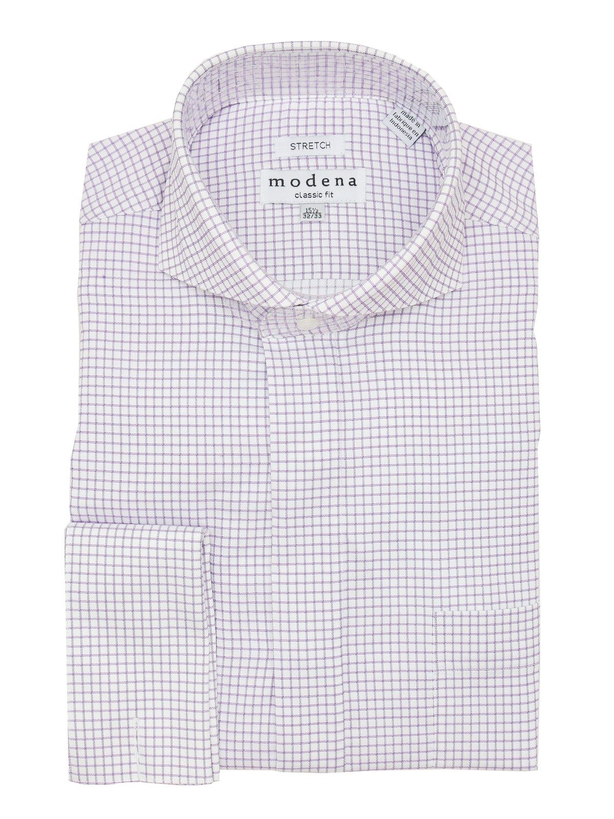 dress shirt 17.5 32 Mens Slim Fit Red & White Check Spread Collar Cotton Dress Shirt, 17 1/2 / 32/33