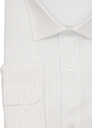 Brand M SHIRTS Mens Cotton Blue Striped Contemporary Fit Spread Collar Stretch Dress Shirt