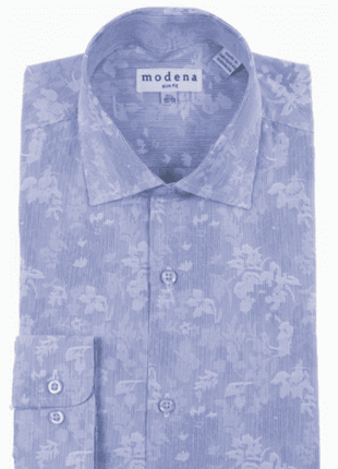 Brand M Shirts Mens Slim Fit Blue & White Floral Spread Collar Cotton Blend Dress Shirt