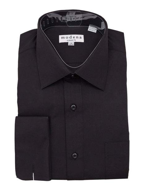 Shop Regular Fit French Cuff Black Dress Shirt