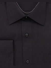 Thumbnail for Brand M SHIRTS Mens Solid Black Regular Fit Spread Collar French Cuff Dress Shirt