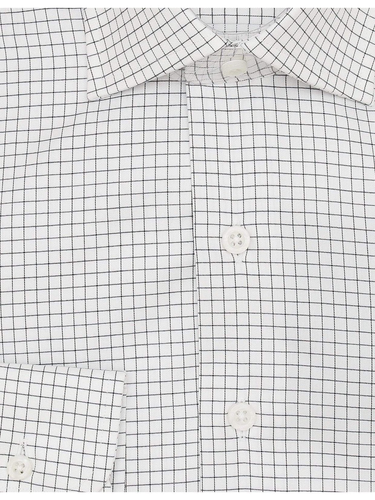Brand P & S SHIRTS Mens Cotton Black Checkered Slim Fit Cutaway Collar Wrinkle Free Dress Shirt