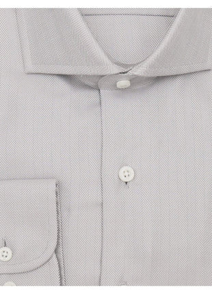 Brand P & S SHIRTS Mens Cotton Solid Gray Slim Fit Spread Collar Wrinkle Free Dress Shirt