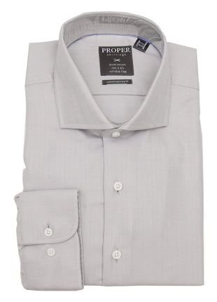 Brand P & S SHIRTS Mens Cotton Solid Gray Slim Fit Spread Collar Wrinkle Free Dress Shirt