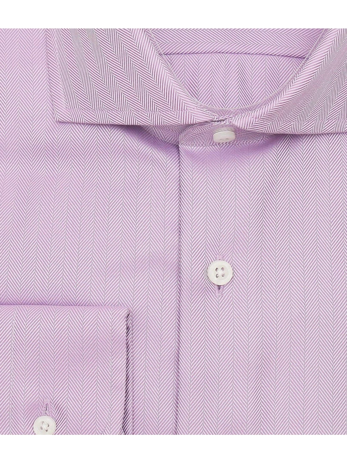 Brand P &amp; S SHIRTS Mens Cotton Solid Purple Slim Fit Spread Collar Wrinkle Free Dress Shirt