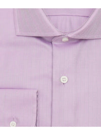 Thumbnail for Brand P & S SHIRTS Mens Cotton Solid Purple Slim Fit Spread Collar Wrinkle Free Dress Shirt