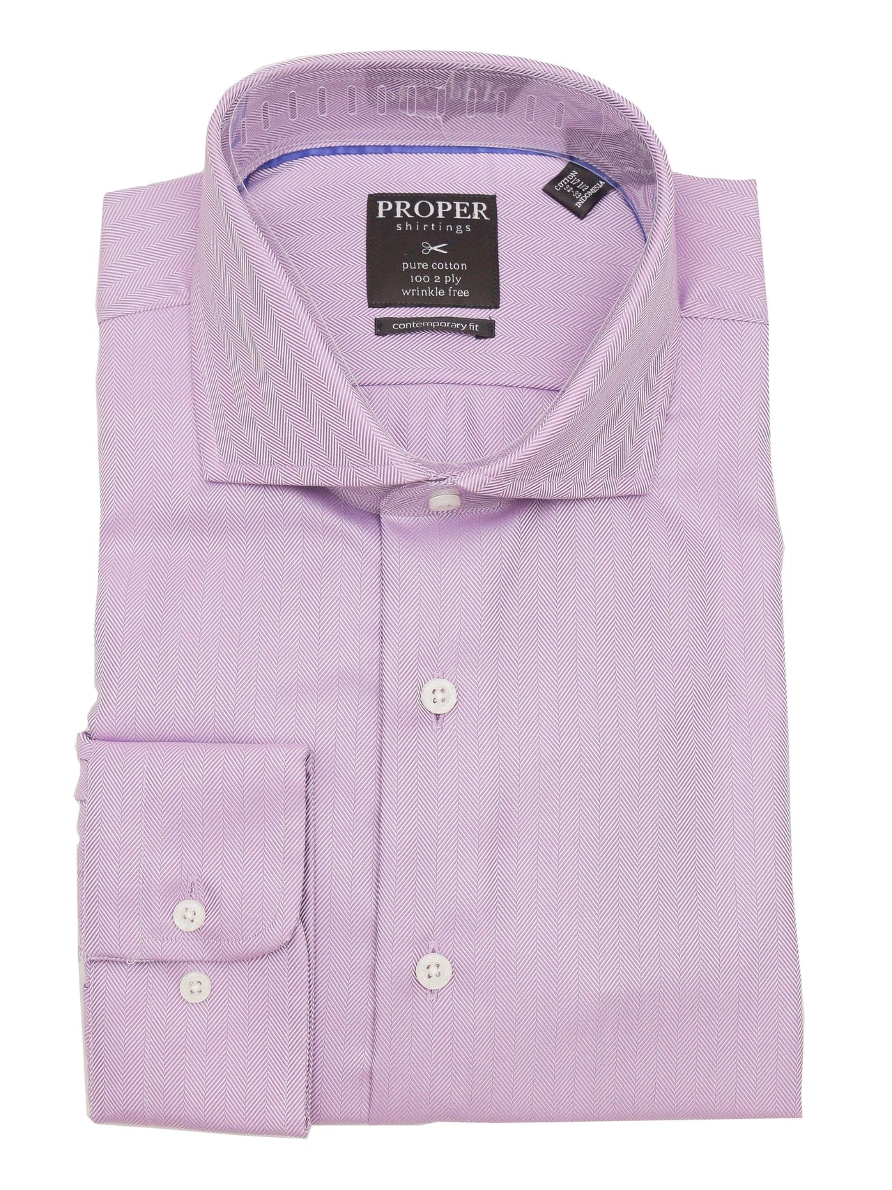 Brand P & S SHIRTS Mens Cotton Solid Purple Slim Fit Spread Collar Wrinkle Free Dress Shirt