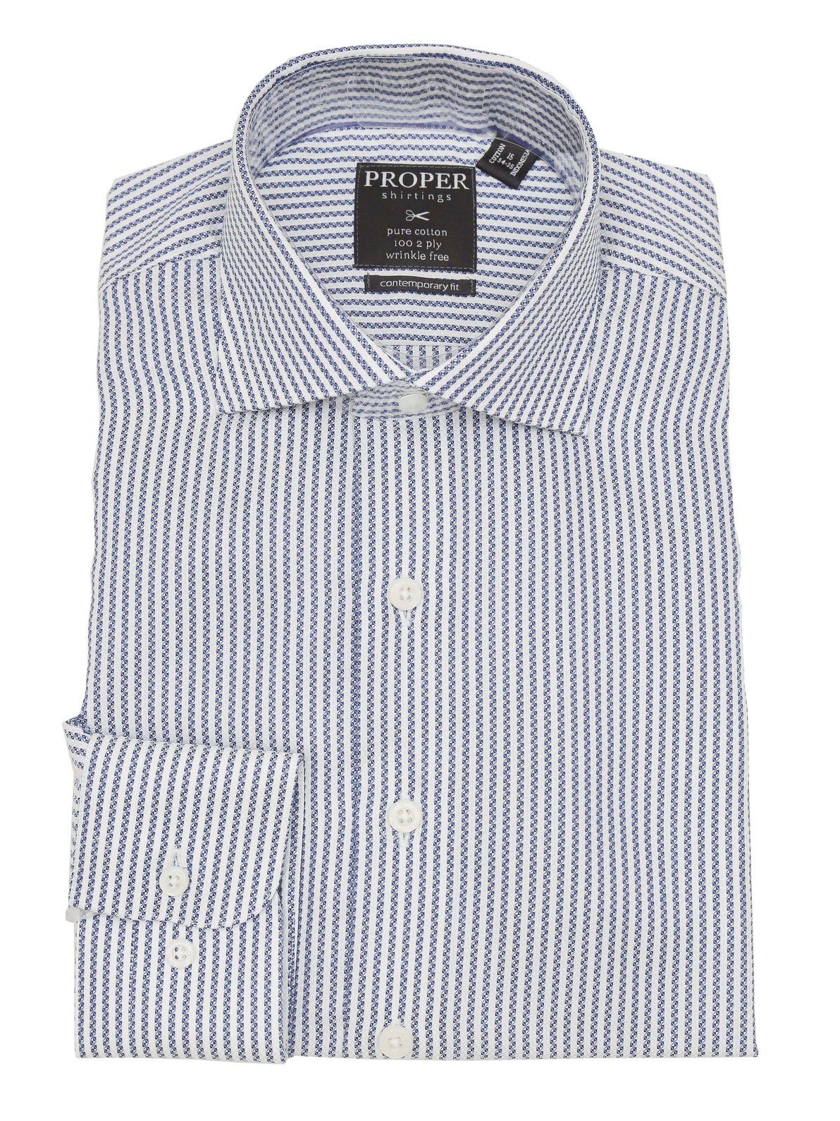 Mens Blue Slim Fit Shirt With White Collar