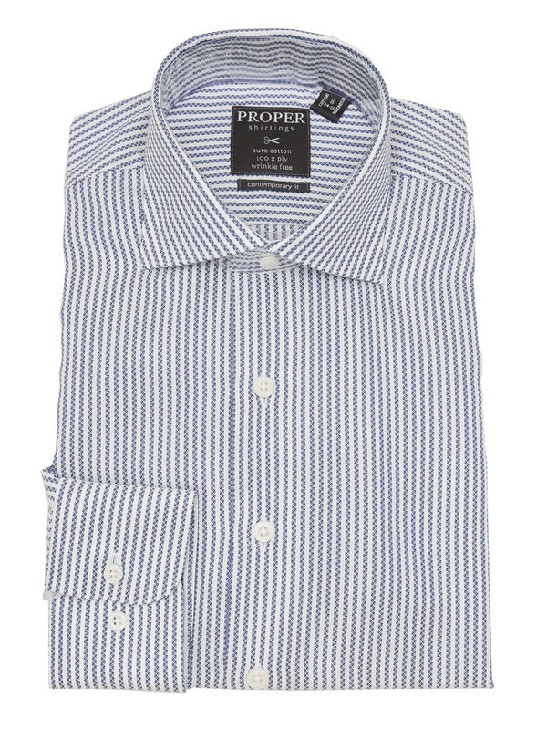 Mens Cotton White & Blue Striped Slim Fit Spread Collar Dress Shirt ...