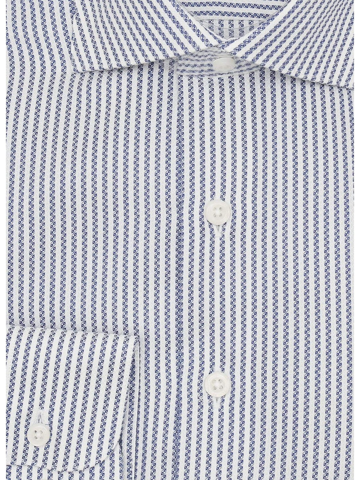 Mens Cotton White & Blue Striped Slim Fit Spread Collar Dress Shirt, 15 / 34/35 Mens Cotton White & Blue Striped Slim Fit Spread Collar Dress Shirt, 15 / 34/35