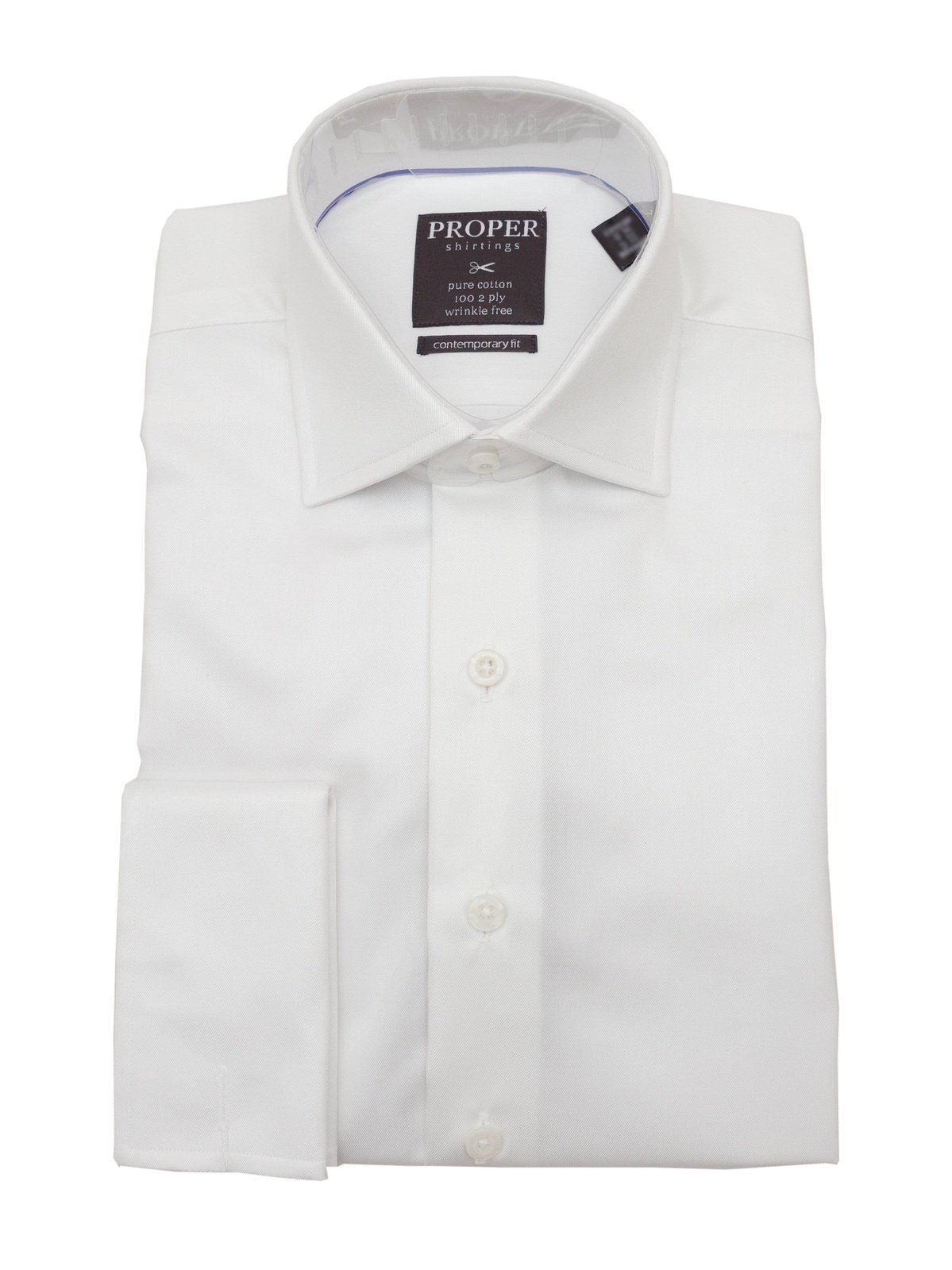 Brand P SHIRTS 14.5 / 32-33 Mens Cotton Solid White Slim Fit Spread Collar Wrinkle Free Dress Shirt
