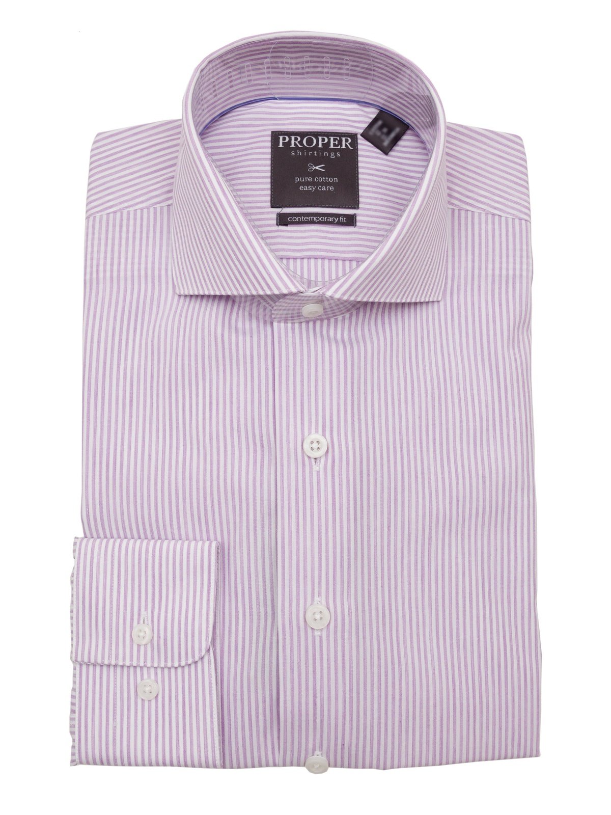 Mens Cotton Lavender Striped Slim Fit Cutaway Collar Easy Care Dress Shirt, 17 / 36/37 Mens Cotton Lavender Striped Slim Fit Cutaway Collar Easy Care Dress Shirt, 17 / 36/37