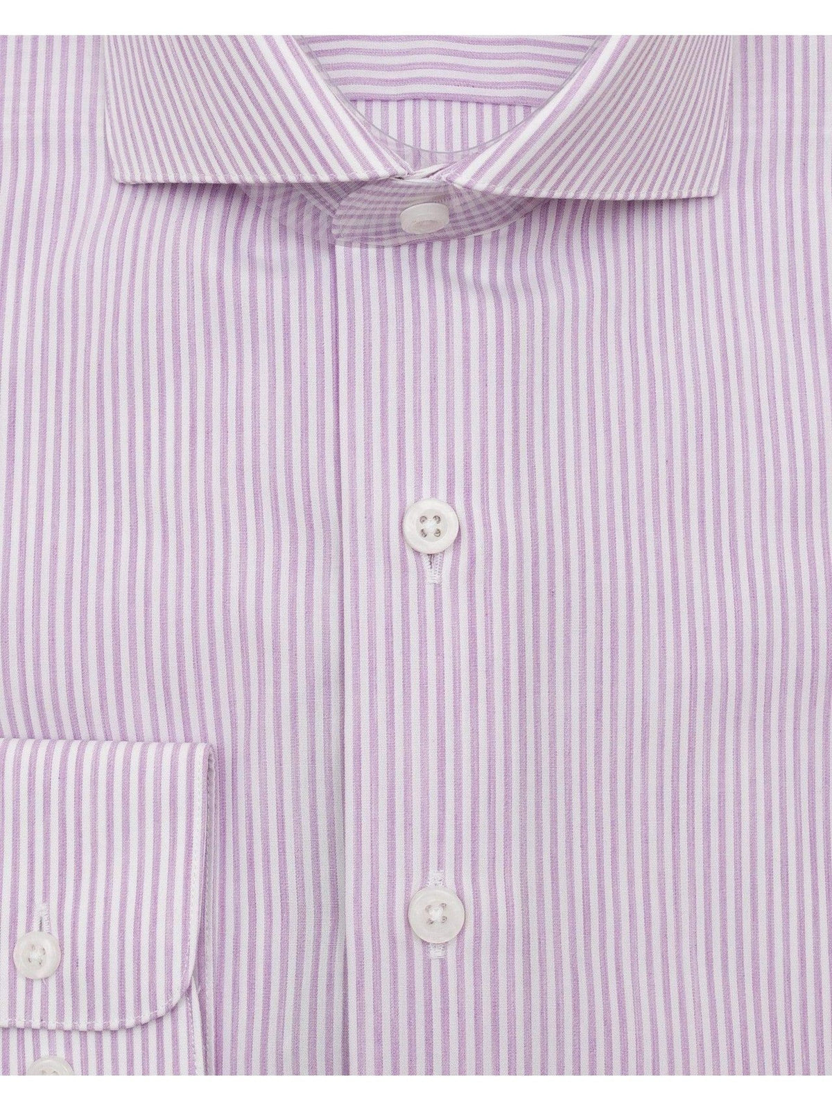 Brand P SHIRTS Mens Cotton Lavender Striped Slim Fit Cutaway Collar Easy Care Dress Shirt