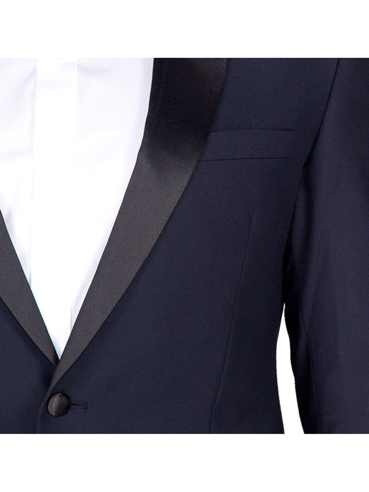 navy blue tuxedo lapel and button