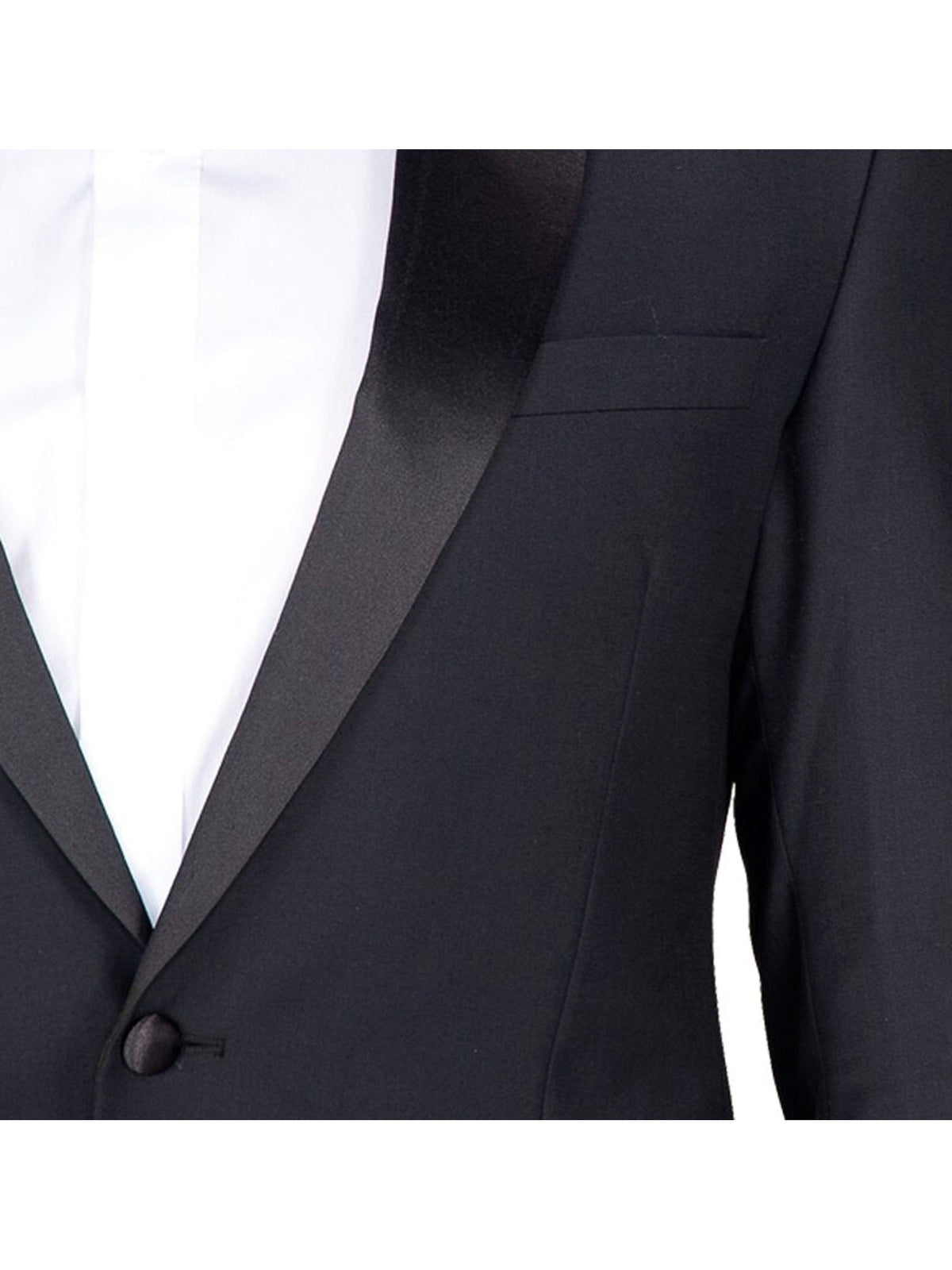 Braveman TUXEDOS Braveman Slim Fit Solid Black One Button Tuxedo Tux Suit With Peak Lapels