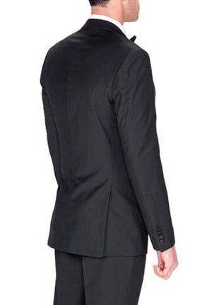 Braveman TUXEDOS Braveman Slim Fit Solid Black One Button Tuxedo Tux Suit With Peak Lapels