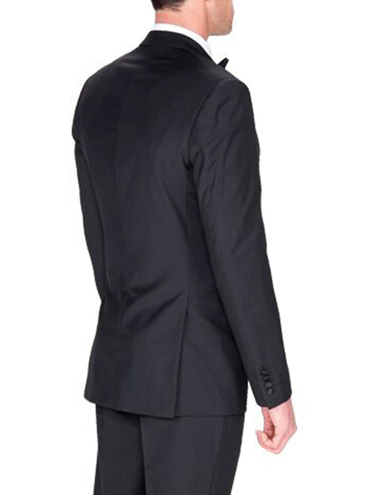 Braveman TUXEDOS Braveman Slim Fit Solid Black One Button Tuxedo Tux Suit With Peak Lapels