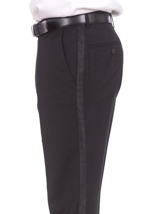 Braveman TUXEDOS Braveman Slim Fit Solid Black Two Button Tuxedo Suit With Satin Lapel