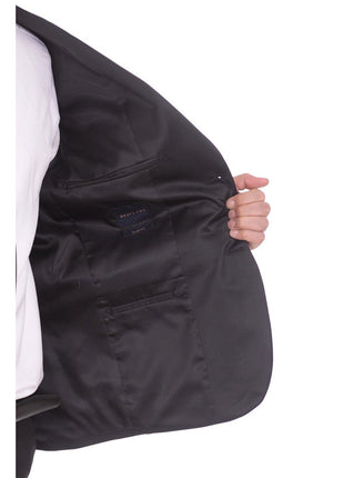 Braveman TUXEDOS Braveman Slim Fit Solid Black Two Button Tuxedo Suit With Satin Lapel