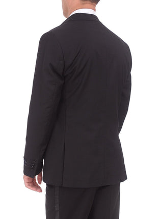 Braveman TUXEDOS Braveman Slim Fit Solid Black Two Button Tuxedo Suit With Satin Lapel