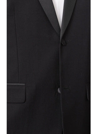 Braveman TWO PIECE SUITS Braveman Mens Solid Black Classic Fit Tuxedo Suit With Satin Lapels
