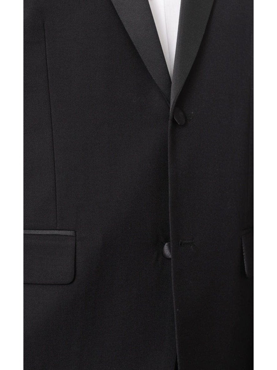 Braveman TWO PIECE SUITS Braveman Mens Solid Black Classic Fit Tuxedo Suit With Satin Lapels